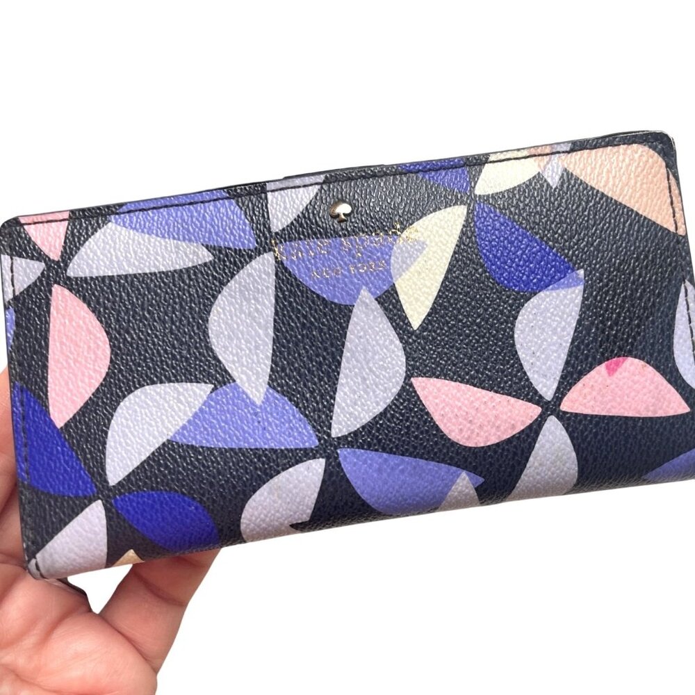 Kate Spade New York Hawthorne Lane Spinner Stacy wallet navy multi Size 4x7 - Picture 13 of 15